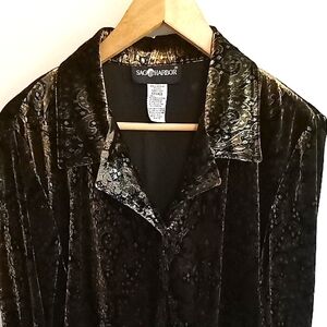 Vintage Velvet Paisley Blouse Top Size Large